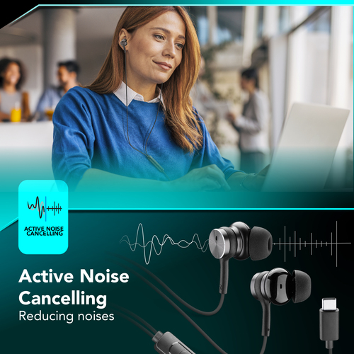 Cellularline VIPER – USB-C In-Ear Earphones with ANC (Black) – image 5