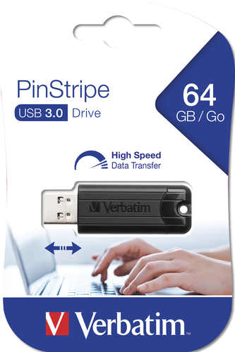 Verbatim Black Pinstripe 64GB USB 3.0 Flash Drive 49318 - image 6