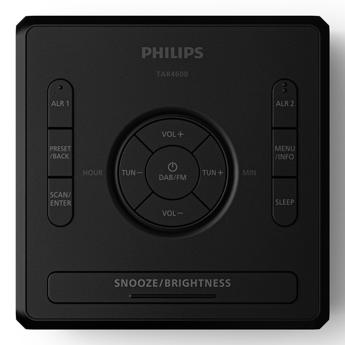 Philips Unisex TAR4600 Dual Alarm Dab/FM Clock Charging Port Radio in Black Black One Size female - image 4