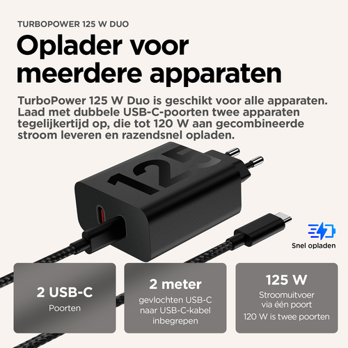 Motorola TurboPower Ladegerät 125 W mit 2 Ports + USB-C-Kabel – Foto 7 von 7