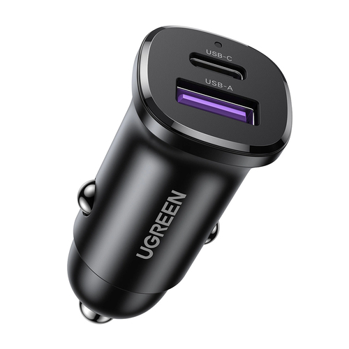 Ugreen Ladowarka samochodowa EC305 USB-C + USB, 30W (czarna) Смартфон, Планшет Черный Прикуриватель Авто
