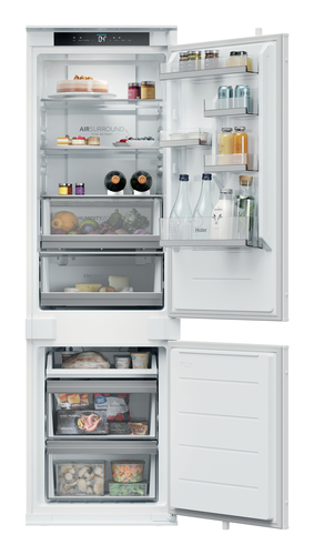 Haier Series 6 HBQW5518EK-UK 177cm 70/30 Integrated Total No Frost Fridge Freezer with Sliding Door Hinge - White - E Rated, White - image 1