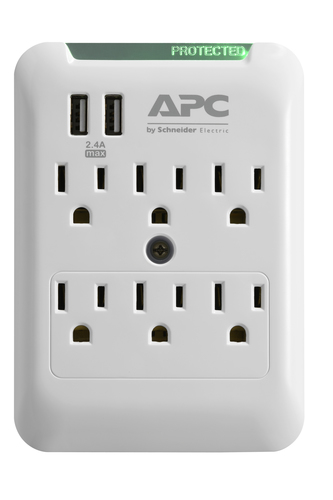 APC Essential SurgeArrest 6 Outlet Wall Tap with 5V, 2.4A 2 Port USB Charger, 120V – image 3