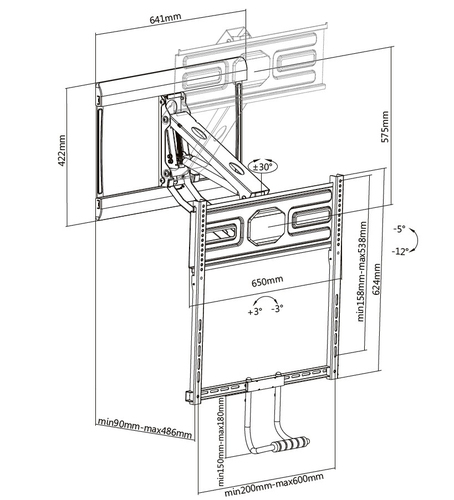 Equip Monitor Tischhalterung 43"-50" pull-down TV Wand schw., afbeelding 10
