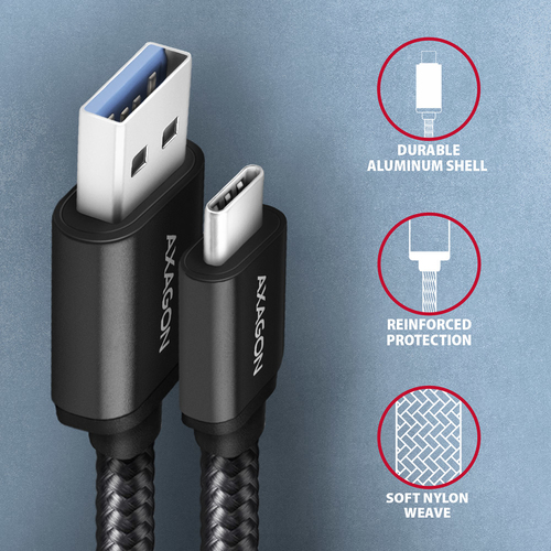 AXAGON BUCM3-AM20AB - USB-C-Kabel - USB Typ A auf 24-poligen USB-C - 2 m – Foto 4 von 8