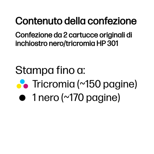 HP 301 Combo – Multipack nero + tricromia originale