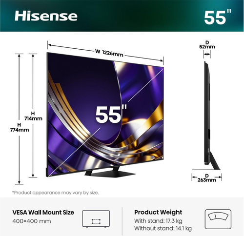 Hisense ULED 55" U79S PRO (2026), afbeelding 2