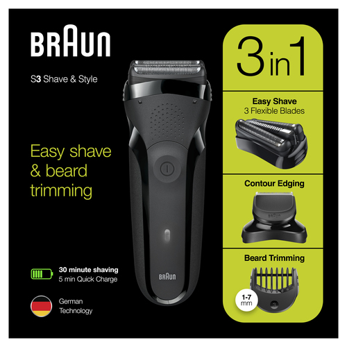 Braun Series 3 Shave&Style 300BT Electric Shaver, Razor for Men, Black – image 1
