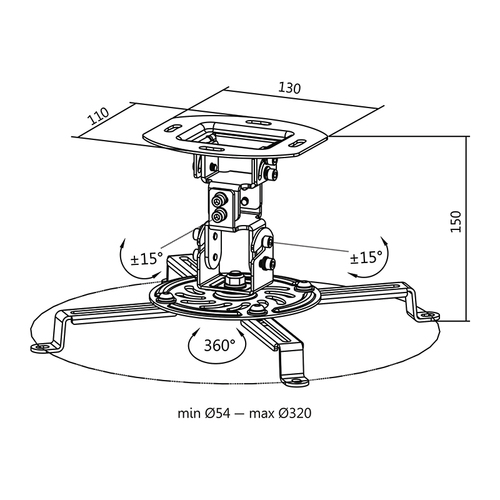Logilink Beamerhalterung, Armlänge 150 mm, wit tot 13,5kg, afbeelding 3