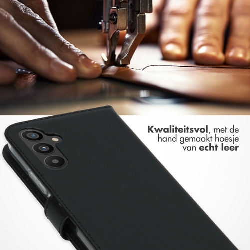 Selencia Echt Lederen Bookcase Samsung Galaxy A34 (5G) - Zwart, afbeelding 2