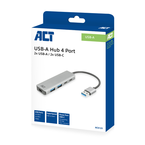 ACT Connectivity USB-A hub 3.0, 2x USB-A, 2x USB-C usb-hub, afbeelding 9