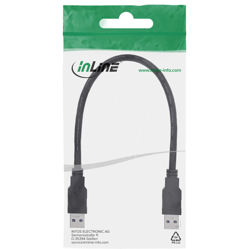 InLine 0.5m USB 3.0 USB-kabel 0,5 m 3.2 Gen 1 (3.1 Gen 1) USB A Zwart, afbeelding 2