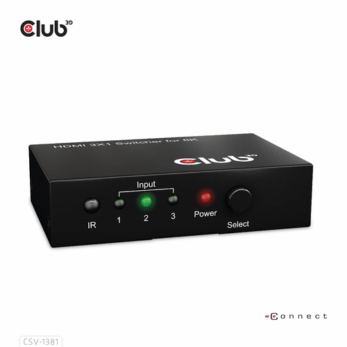 Club 3D 3 - 1 HDMI Switch 8K 60Hz / 4K 120Hz, afbeelding 5