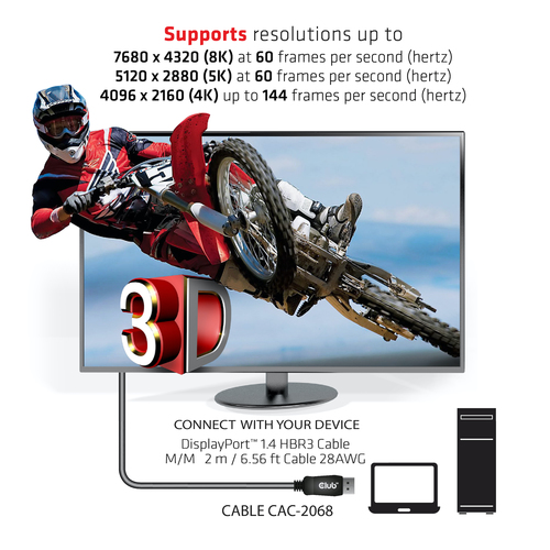 Club 3D DisplayPort 1.4 HBR3 kabel – Foto 10 van 11