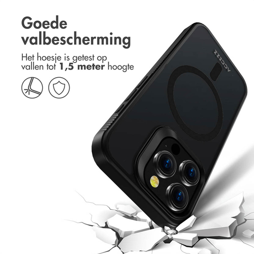 Accezz Rugged Frosted Backcover met MagSafe iPhone 14 Pro - Zwart, afbeelding 5