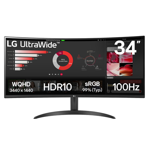 LG 34WR50QK 34" Qhd UltraWide Gaming Monitor â€“ HDR10, Ergonomic Design, High Refresh Rate - image 1