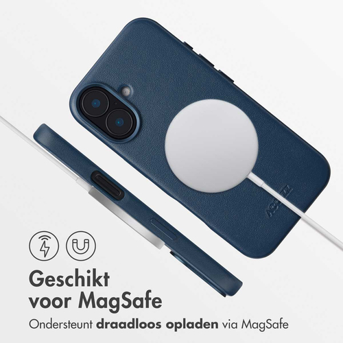 Accezz MagSafe Leather Backcover iPhone 16 - Nightfall Blue, afbeelding 3