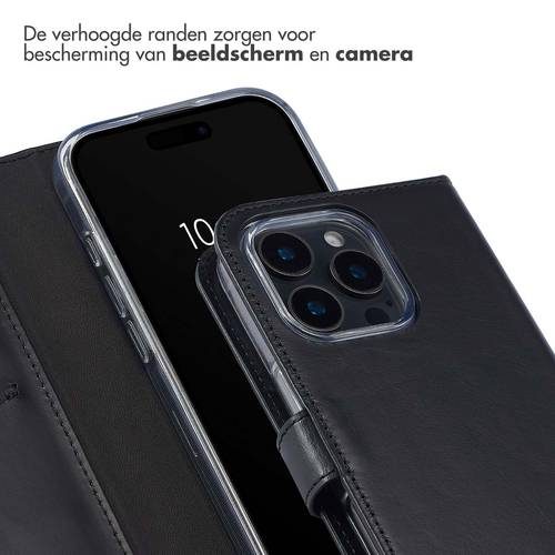 Selencia Echt Lederen Bookcase iPhone 16 Pro - Zwart, afbeelding 4