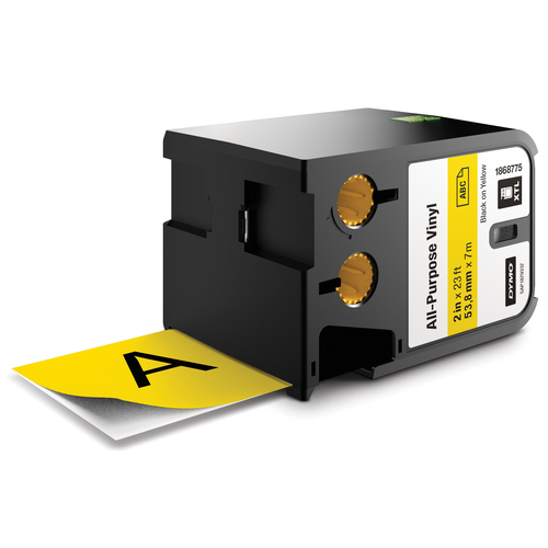 Dymo 1868775 Xtl 54mm x 7m Roll All-Purpose Vinyl Black on Yellow - image 1