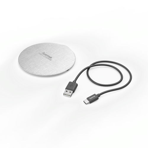 Hama 00183380 mobile device charger Smartphone Silver, White USB Wireless charging Indoor