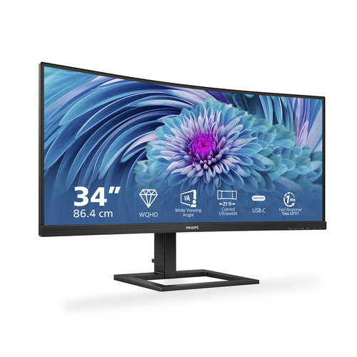 34" Wqhd 100Hz Curved Monitor - Philips 346E2CUAE Flicker-free Amd FreeSync Premium LowBlue Mode MultiView - image 2
