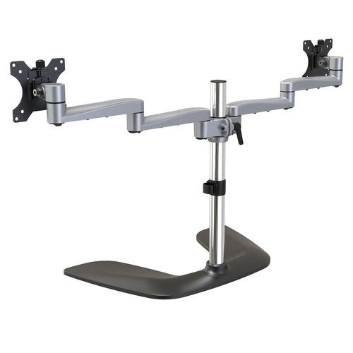 StarTech.com Dual Monitor Stand, Ergonomic Desktop Monitor Stand for up to 32 VESA Displays, Free-Standing Articulating Universal Computer Monitor Mount, Adjustable Height, Silver - & Quick Assembly (ARMDUALSS) Stativ 2 skærme 32 – billede 2