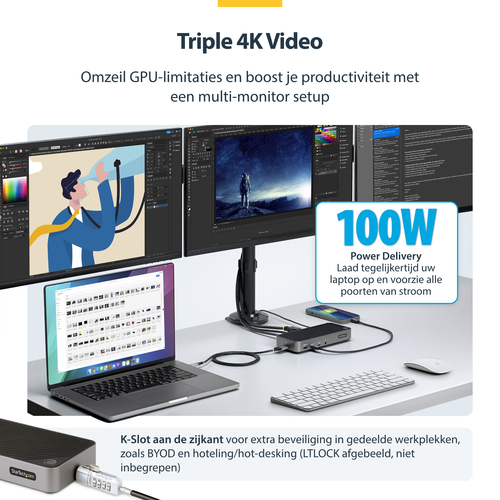 StarTech.com USB-C Triple Monitor Docking Station - HDMIDP Triple 4k USB-C Dock, afbeelding 10