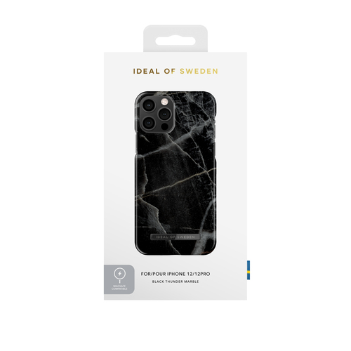iDeal of Sweden Printed Case MagSafe 12 / 12 Pro Black Thunder Marble – image 3