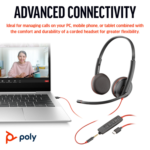 HP Poly HP 8X229AA Blackwire C3225 headset Stereo Over-ear Corded Black Vo... - image 4