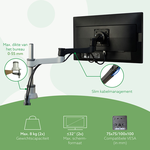 R-Go Tools R-Go Dubbele monitorarm (Zepher), afbeelding 6