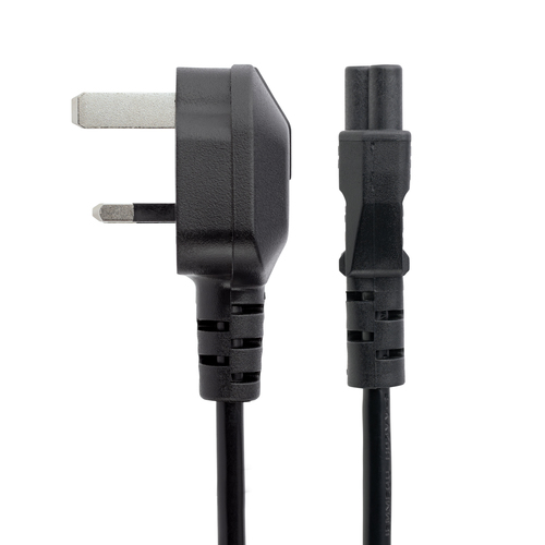 StarTech.com 3ft (1m) UK Laptop Power Cable, BS 1363 to C5 Clover Leaf, 2.5A 250V, 18AWG, Notebook/Laptop Replacement Cord, Printer Cable, UK Laptop Charger Cord, BS 1363 to IEC60320 C5 - Power Brick Cord Strømkabel 1m Sort – billede 4