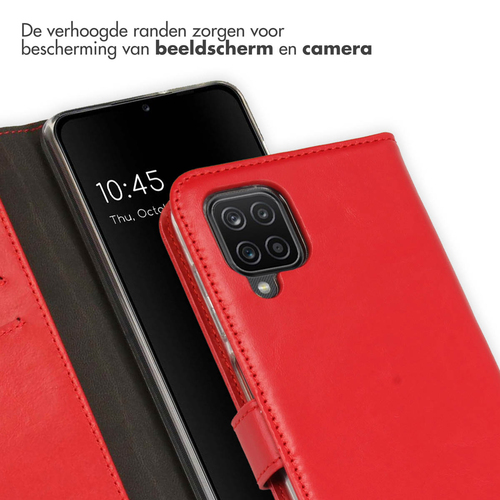 Selencia Echt Lederen Bookcase Samsung Galaxy A12 - Rood, afbeelding 4