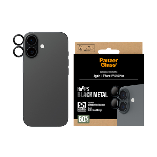 PanzerGlass Hoops Black Camera Lens Protector iPhone 17  iPhone 16  16 Plus – Foto 3 von 6