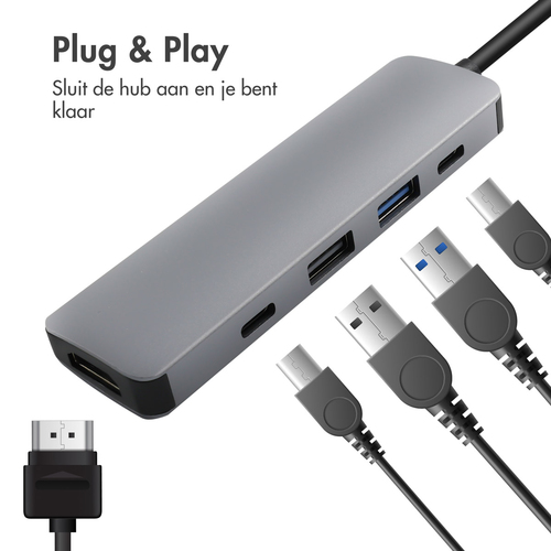 Accezz 5-in-1 USB-C Hub - 4K 30Hz Ultra HD, afbeelding 3