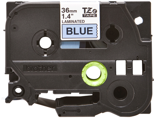 Original Brother P-Touch TZE561 36mm Gloss Tape - Black on Blue - image 2