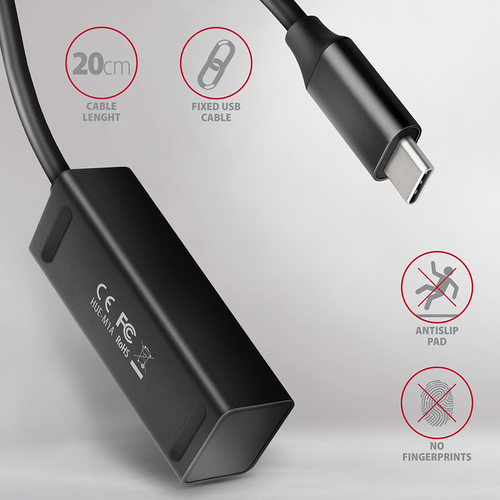 AXAGON SuperSpeed USB-C Mini-Hub USB-Hubs - USB 32 - 4 - Schwarz – Foto 5 von 7