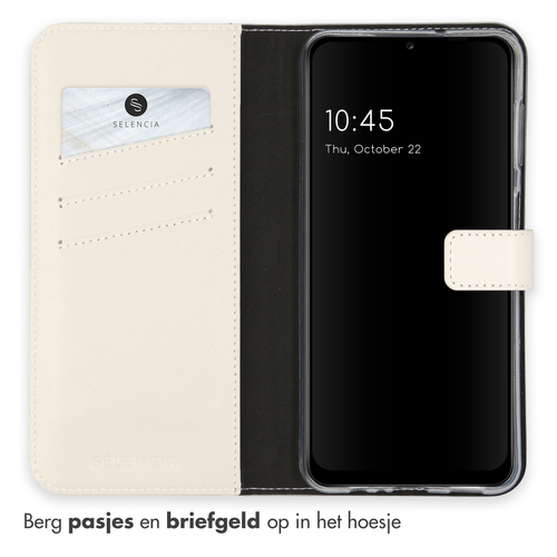 Selencia Echt Lederen Bookcase Samsung Galaxy A13 (5G) / A04s - Greige, afbeelding 3