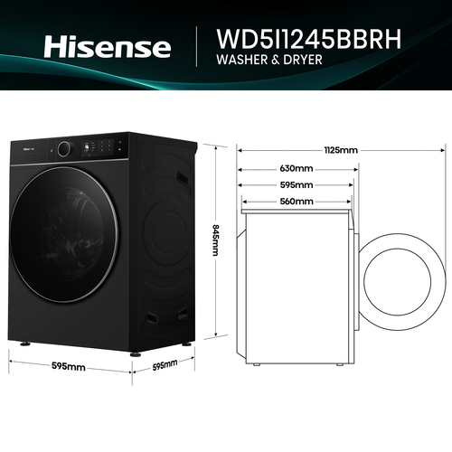 Hisense WD5I1245BBRH/BL washer dryer Freestanding Front-load Black – image 6