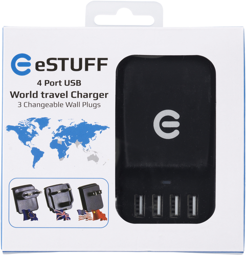 eSTUFF ES80122 mobile device charger Digital camera, Headphones, Headset, Mobile phone, Portable speaker, Power bank, Smartphone, Smartwatch, Two-way radio Blac – image 3