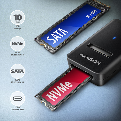 AXAGON USB-C 10 Gbps M2 Adapter fr NVMe  SATA SSD – Foto 2 von 7