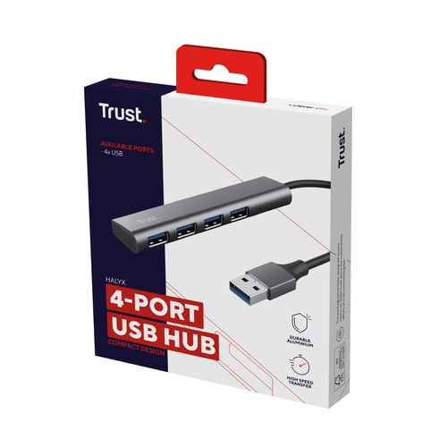 Trust Halyx 4-poorts USB-A Hub USB Hub Zwart, afbeelding 7