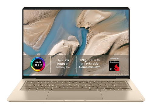 ASUS Zenbook 14 UX3480QA-U1155W Copilot+ PC Snapdragon X1-26-100 Ноутбук 35,6 cm (14") WUXGA 16 GB LPDDR5x-SDRAM 256 GB Твердотельный накопитель (SSD) Wi-Fi 6E (802.11ax) Windows 11 Home Бежевый