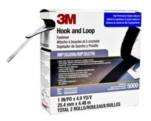 3M HOOK AND LOOP FASTENER MP3526N/MP3527N, BLACK, 1 IN X 5 YD
