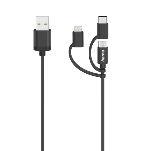 Hama 00300072 USB кабель USB 2.0 0,75 m USB A USB C/Micro-USB B/Lightning 0,48 Gbit/s Черный