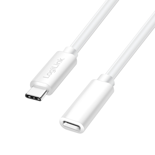 USB 2.0 Type-C cable, C/M to USB-C/F, PD, white, 3