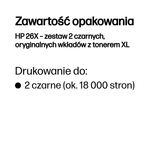 HP 26X – zestaw 2 czarnych, oryginalnych wkładów z tonerem XL