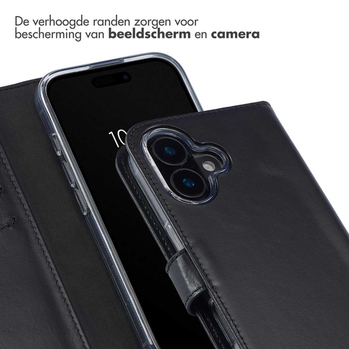 Selencia Echt Lederen Bookcase iPhone 16 Plus - Zwart, afbeelding 4