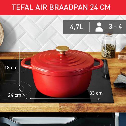 Tefal Air Lichte Braadpan 24 cm Rood – Foto 2 van 10