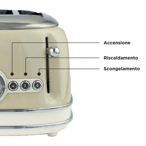 0156/03 Retro Style 4 Slice Toaster with 2 Slice Control, 6 Browning Levels and Removable Crumb Tray, Vintage Design, Beige - Ariete - image 3