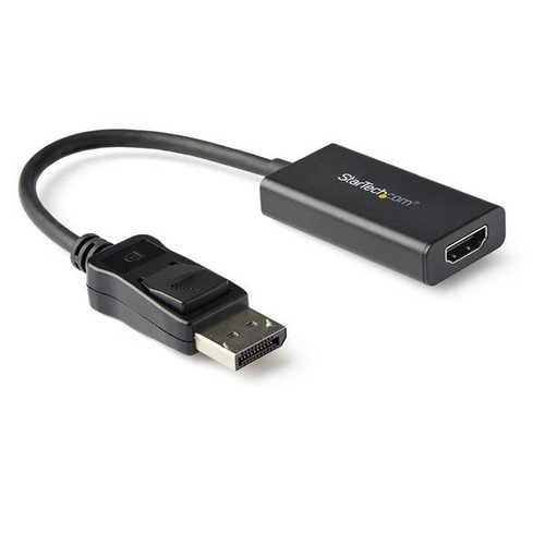 StarTech.com DisplayPort to HDMI Adapter, 4K 60Hz HDR10 Active DisplayPort 1.4 to HDMI 2.0b Video Converter, 4K DP to HDMI Adapter Dongle for Monitor/Display/TV, Latching DP Connector - Ultra HD, EMI Shielding (DP2HD4K60H) Videoadapter 25.16cm Sort